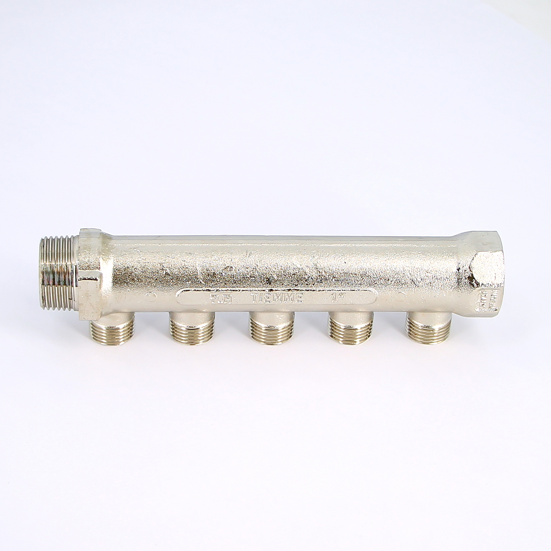 Коллектор НВ 1" никелированный TIEMME 5 выходов 1/2"Н 36мм 1910049 - Вид №1