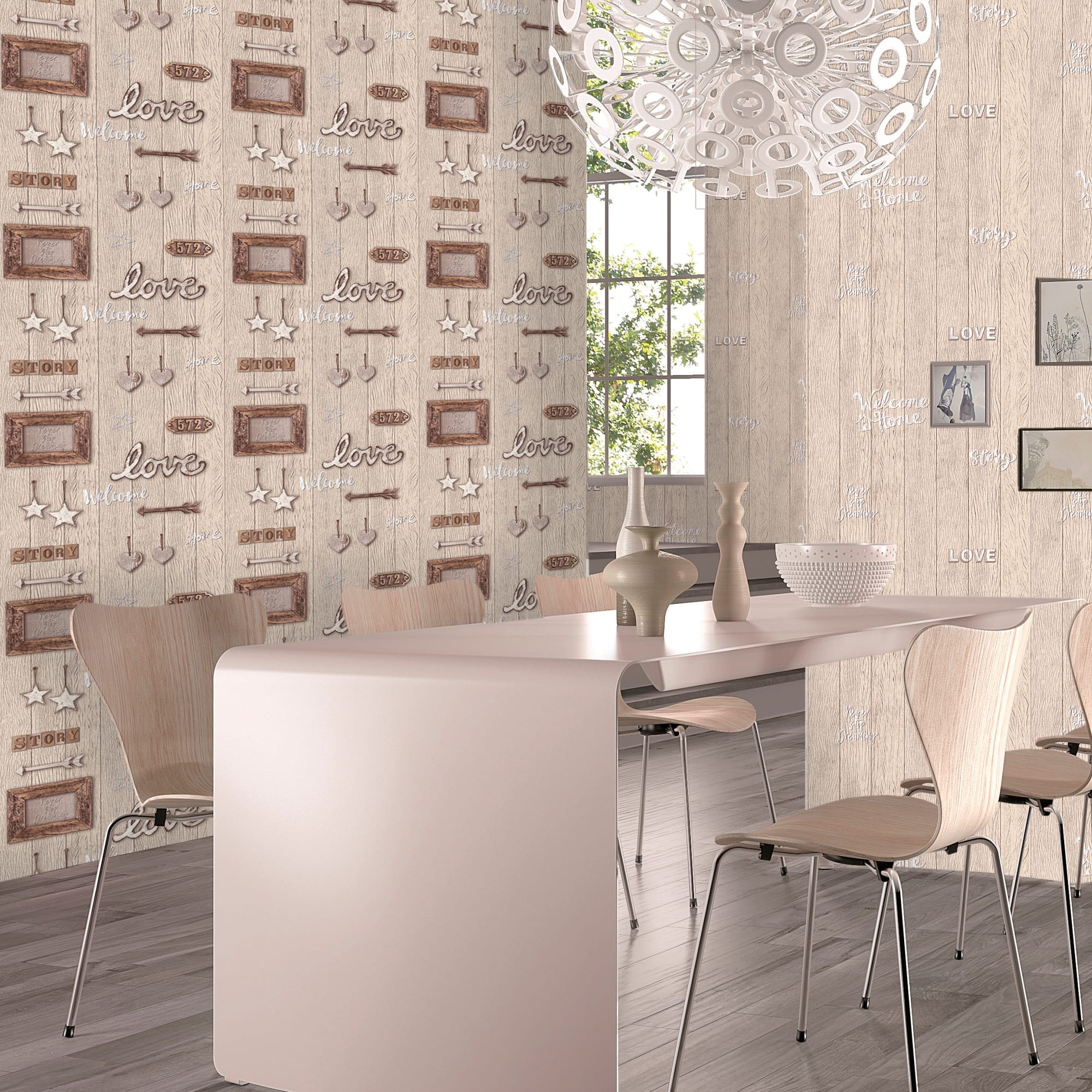 82938323 Обои бумажные бежевые 0.53 м 4423 Стори Santreyd  - Вид №3