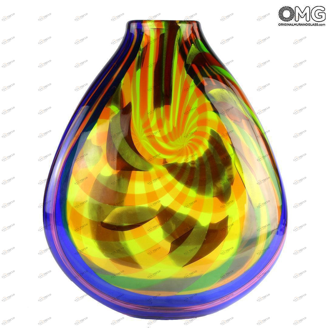 4395 ORIGINALMURANOGLASS Ваза Подсолнух - Афро Челотто - муранское стекло OMG 34 см 