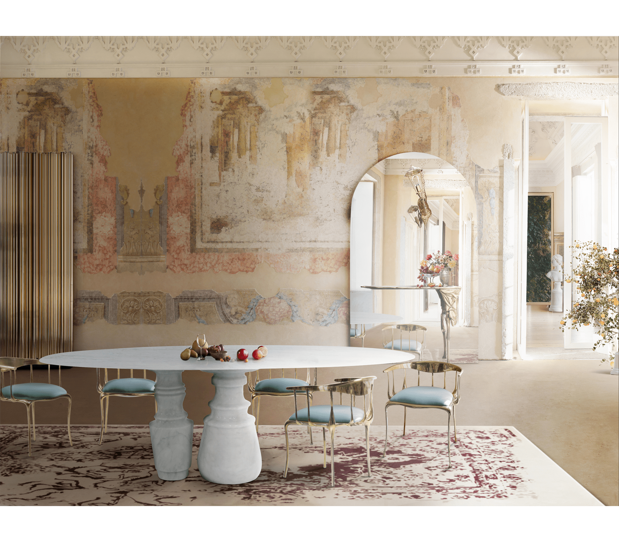 0-113 Овальный обеденный стол Pietra estremoz Boca Do Lobo  - Вид №3