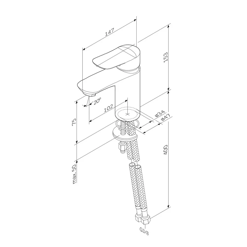 AM.PM Moxie — элегантный смеситель для раковины с хромированным покрытием 89346537 STLM-1496447 - Вид №14