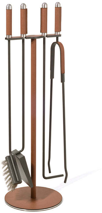 Каминный комплект - Ø 21XH71 см / плетеная кожа_светло-серый