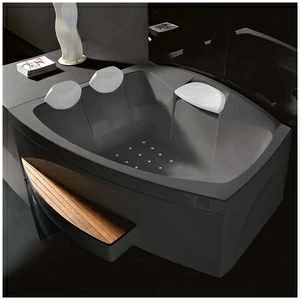 Ванна GRUPPO TREESSE Matrix Slim V763C-SE большая с подголовником глубокая с аэромассажем серая