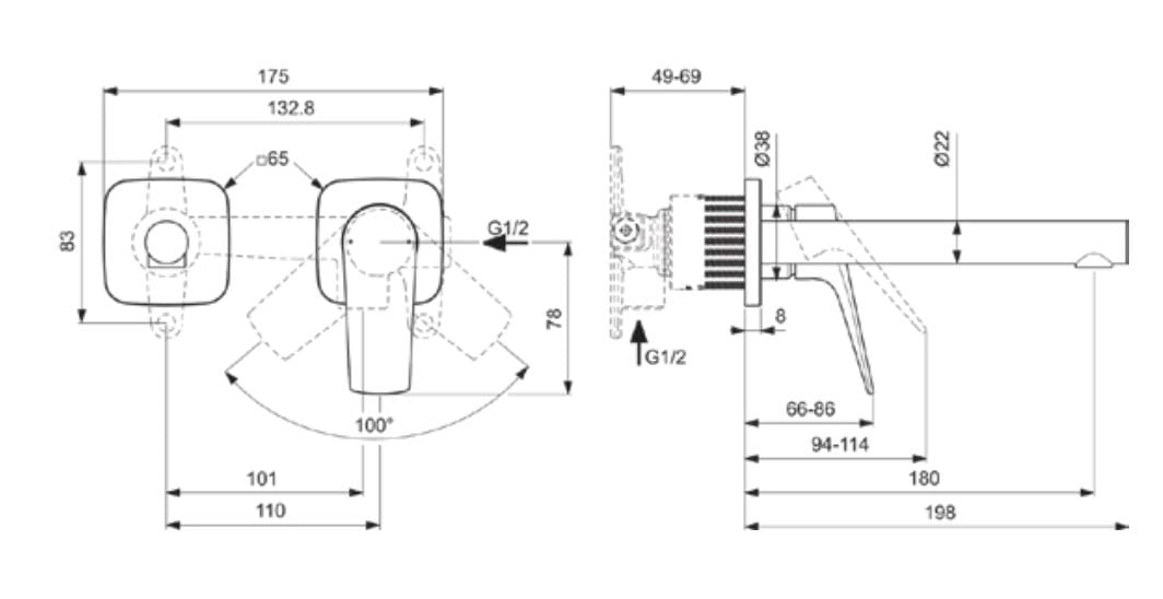 Настенный смеситель для раковины без слива Ideal Standard Ceralife C ARCH-00055890 - Вид №4