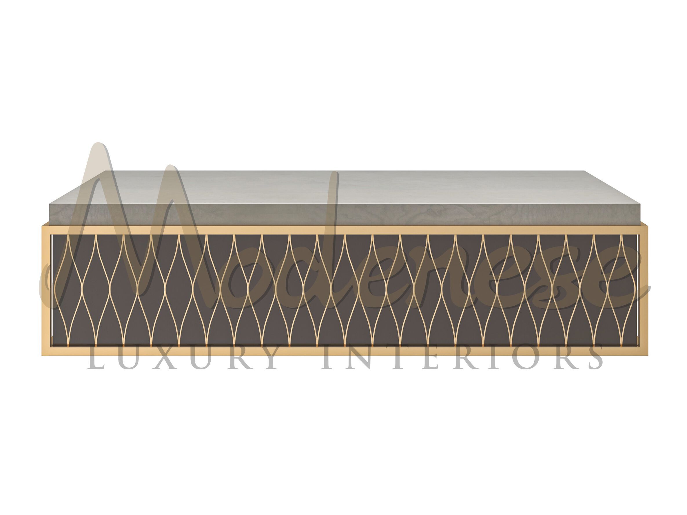 Прямоугольный низкий журнальный столик из шиповника Modenese Luxury Interiors METAL ARCH-00142891