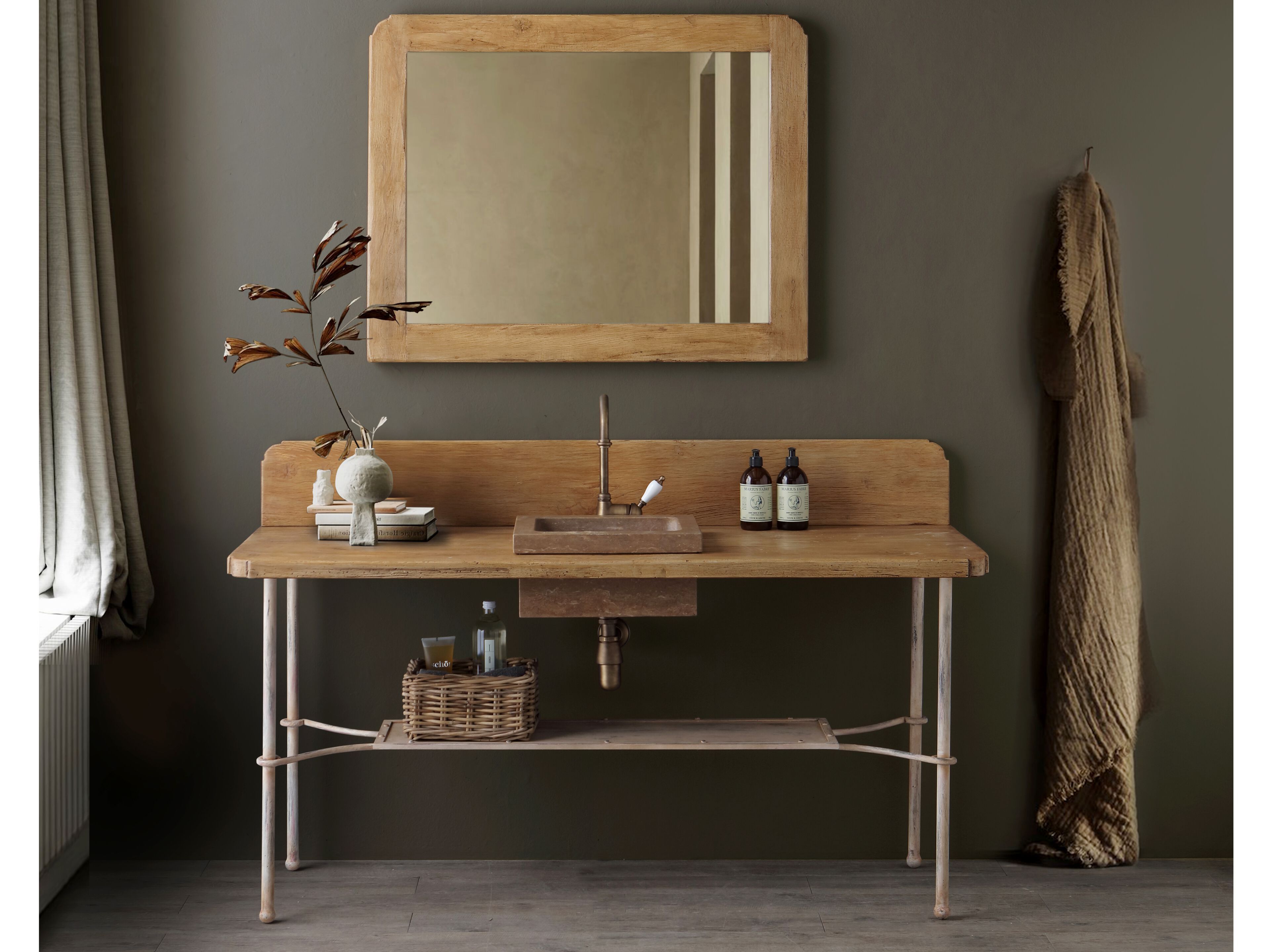 Деревянный напольный умывальник BLEU PROVENCE мебель ручной работы ARCH-00015596