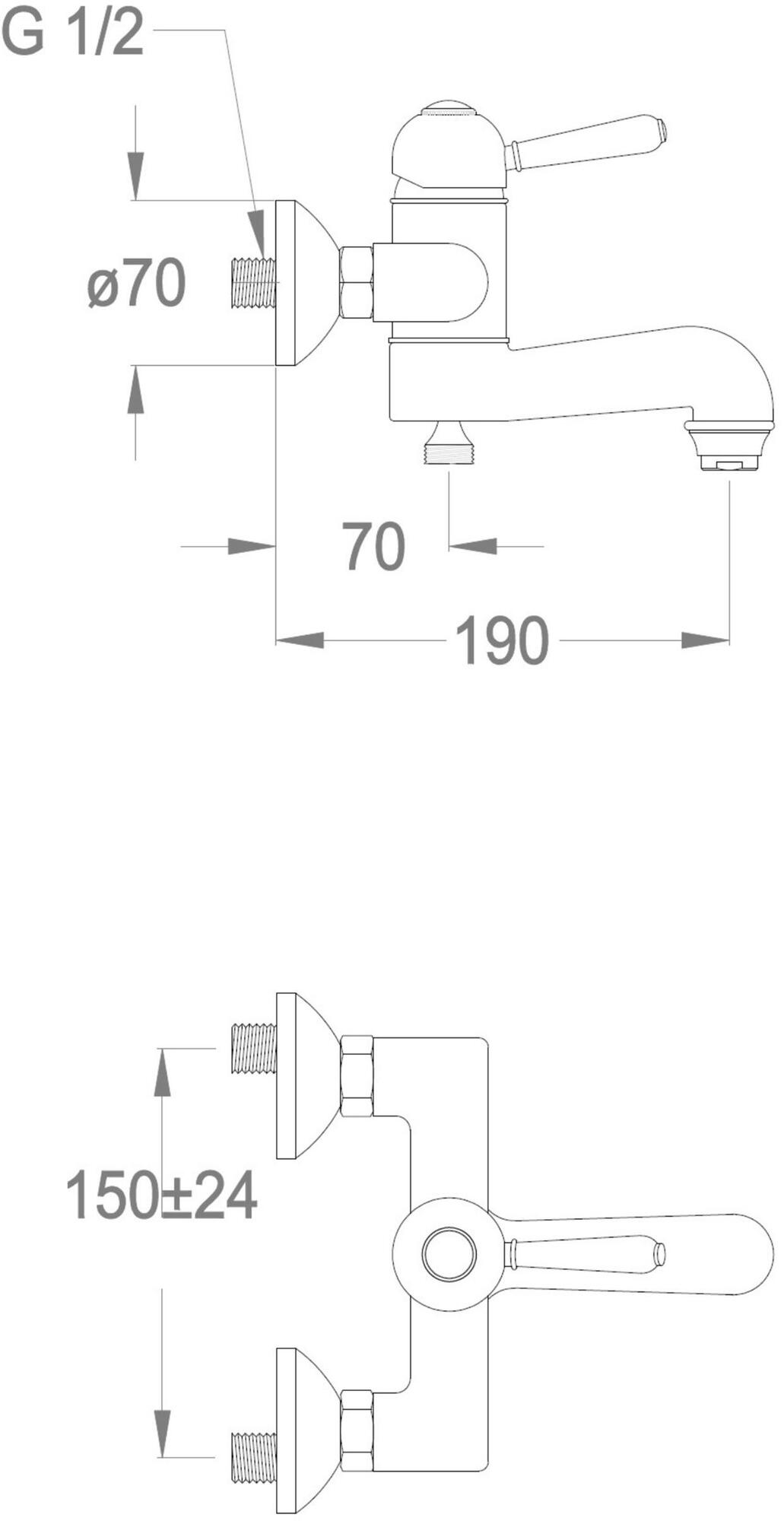 Fir Italia Смеситель для ванны настенный из латуни с переключателем Melrose 71 7133122 - Вид №1