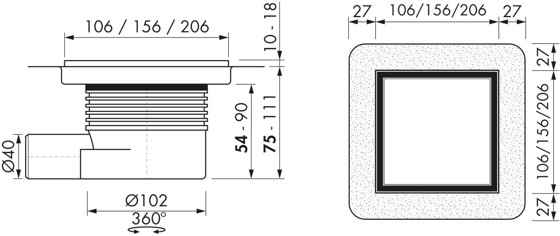 ESS Easy Drain Трап для душа из нержавеющей стали Aqua Aquaplusw15x15-msi6 - Вид №7