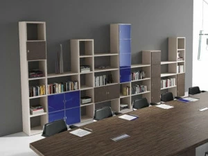 Elitable Модульный открытый книжный шкаф из шпонированной древесины Star