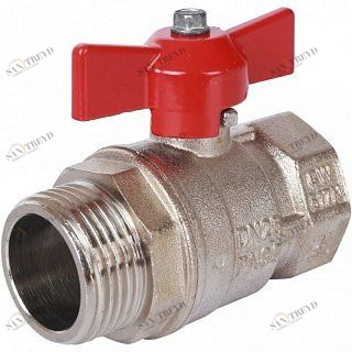 Кран шаровый STOUT ВН 1" стандартный проход, бабочка красная SVB1014000025