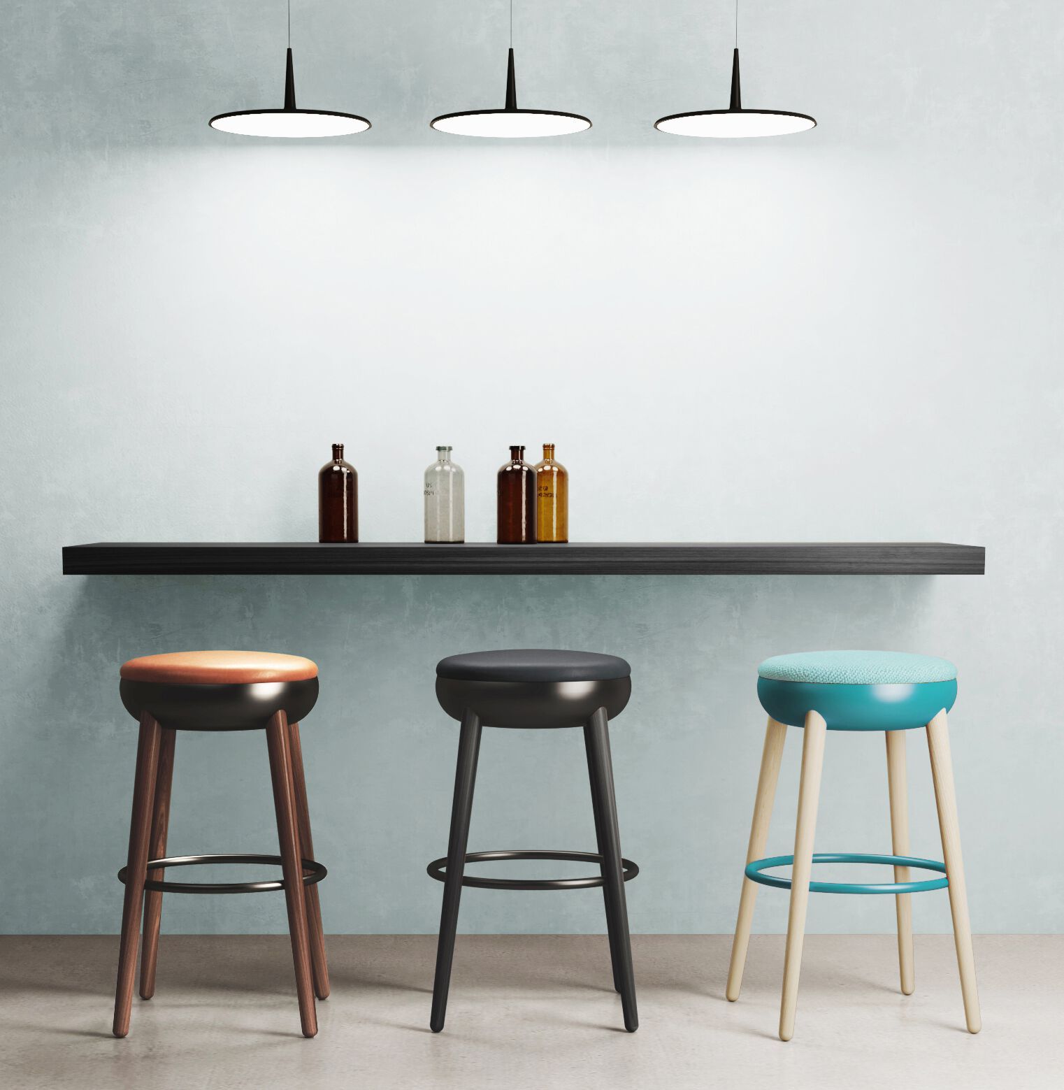 Высокий стул из дерева и ткани с подставкой для ног JOB’S Pokè ARCH-00046848 - Вид №6