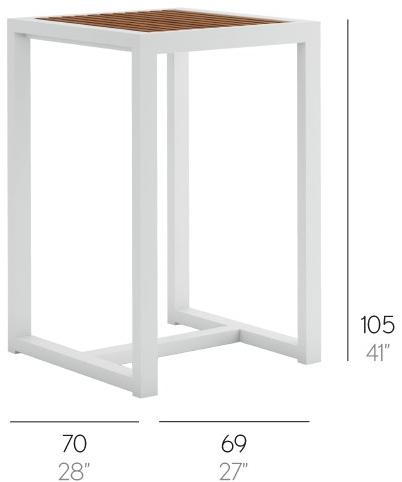 GANDIABLASCO Квадратный садовый высокий стол Dna teak sun-id-1436920 - Вид №1