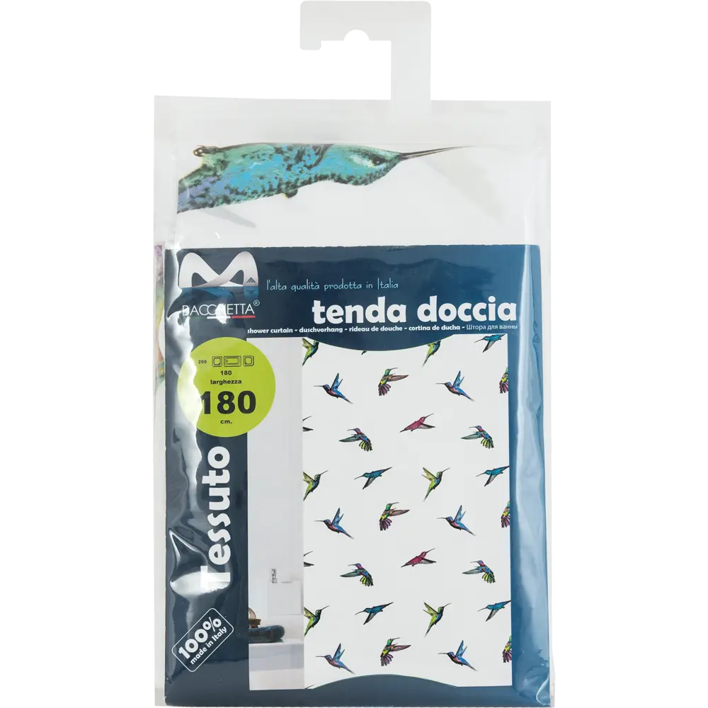 Штора для ванны Bacchetta Colibrì Multi с кольцами 180x200 см полиэстер , цвет мультиколор 84621382 STLM-2170477 Шторы текстильные - Вид №5