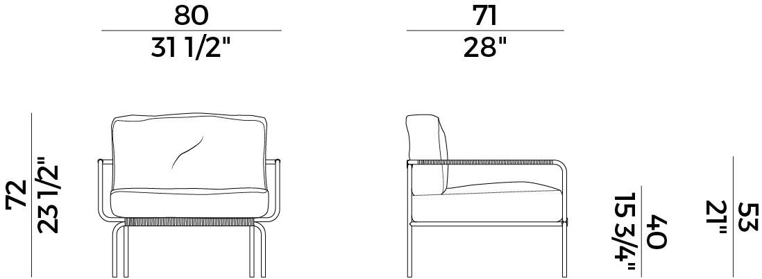 Potocco Садовое кресло с подлокотниками, обитое тканью June 921/pl - Вид №8