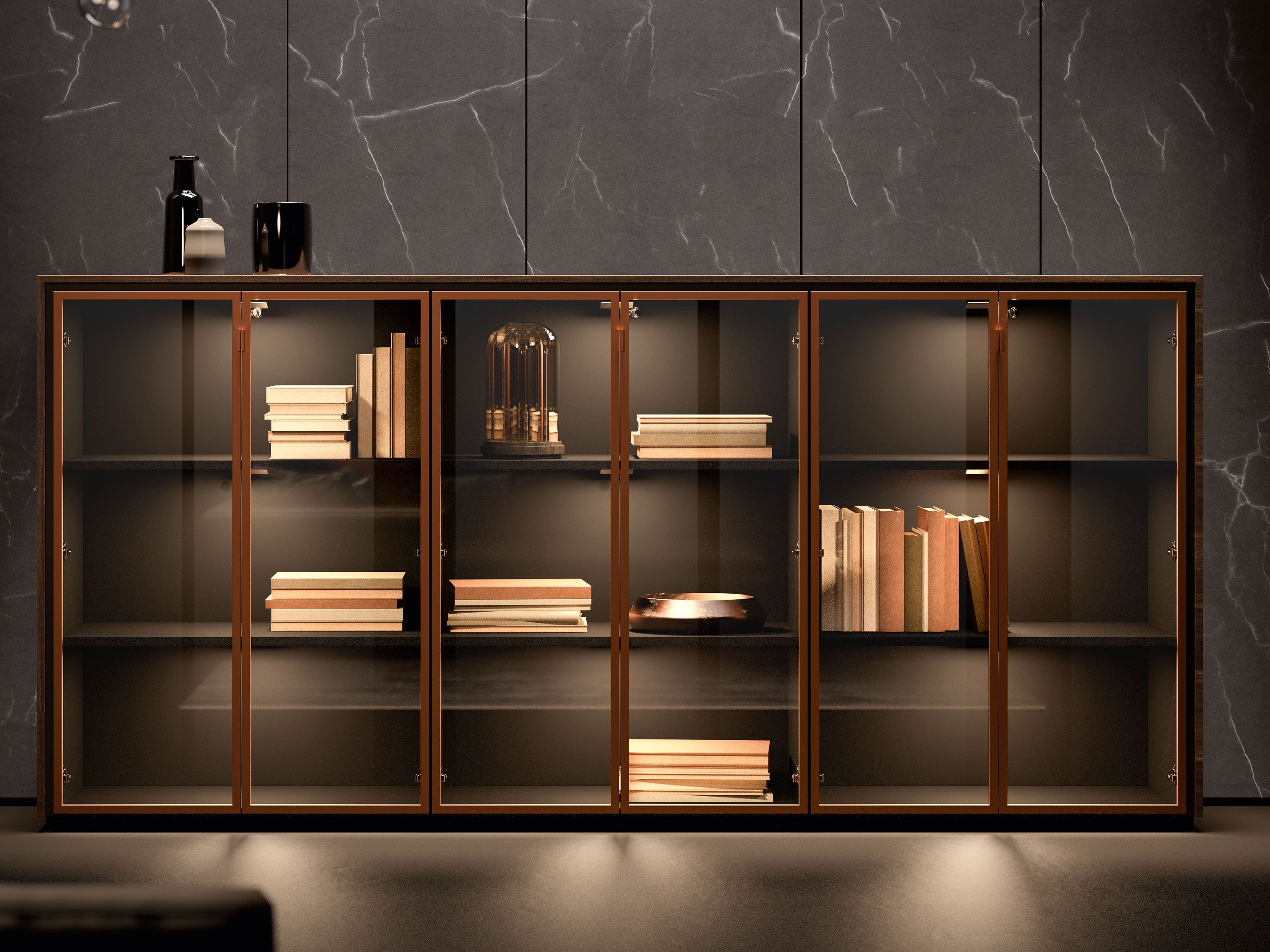 Деревянный и стеклянный офисный шкаф с распашными дверями About Office Bold58 ARCH-00034952