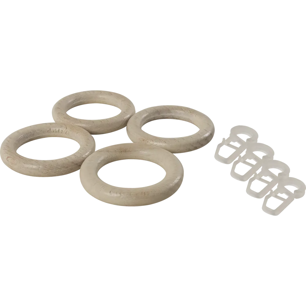 Santreyd: Деревянные кольца с крючками для штор из беленого дуба 13469123 STLM-0823613 - Вид №1