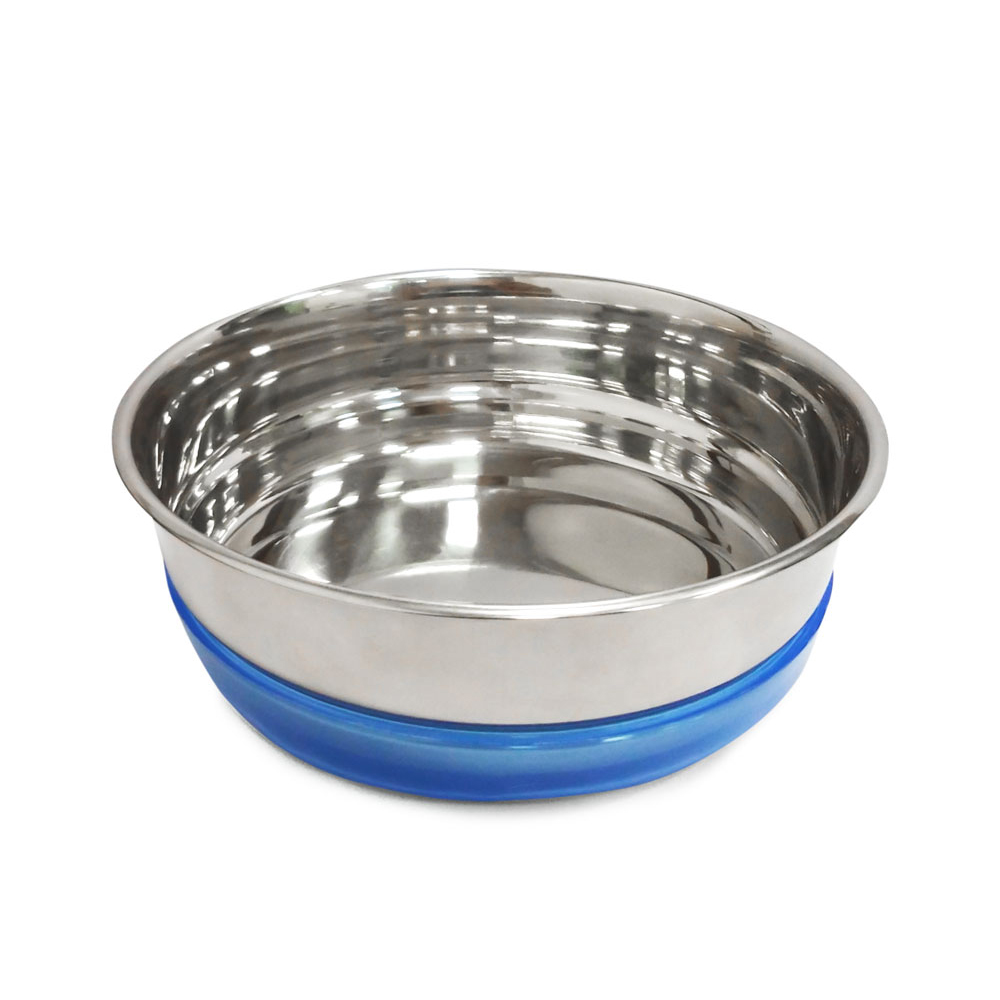 ПР0056887 Миска для собак металлическая с синей резинкой 300мл TRIOL 