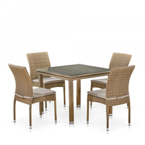 T257B/Y380B-W65 Light Brown Комплект плетеной мебели (4+1) Afina