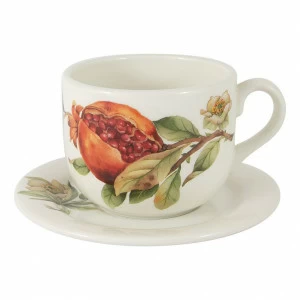 Чашка керамическая с блюдцем белая с оранжевым "Гранат" JULIA VYSOTSKAYA ГРАНАТ 00-3946836 Белый;оранжевый