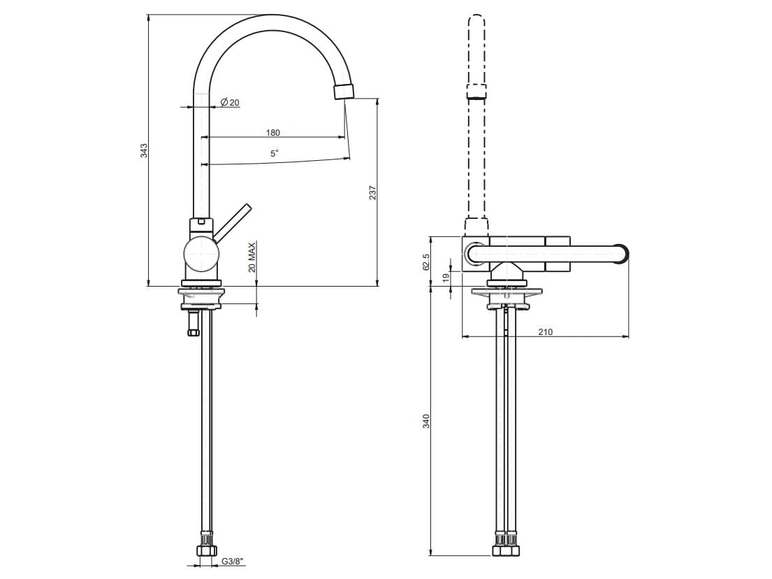 Смеситель для кухни с одной ручкой Rubinetterie Frattini Pepe XL ARCH-00078554 - Вид №1