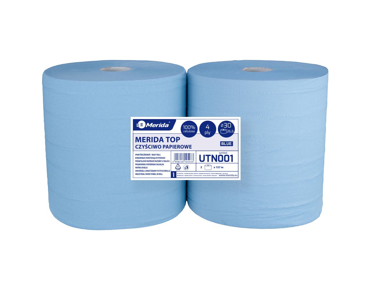UTN001 Салфетка для уборки TOP 30, длина 157 м, четырехслойная, СИНЯЯ, 2 шт. в упаковке Merida  - Вид №1