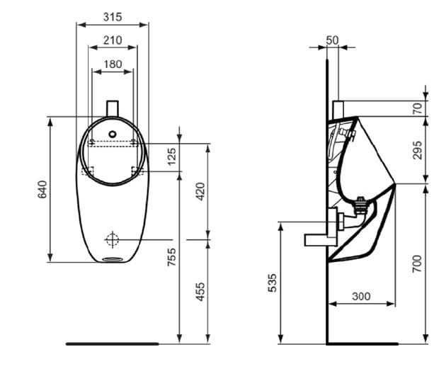 Керамический подвесной писсуар Ideal Standard i. life ARCH-00126210 - Вид №2