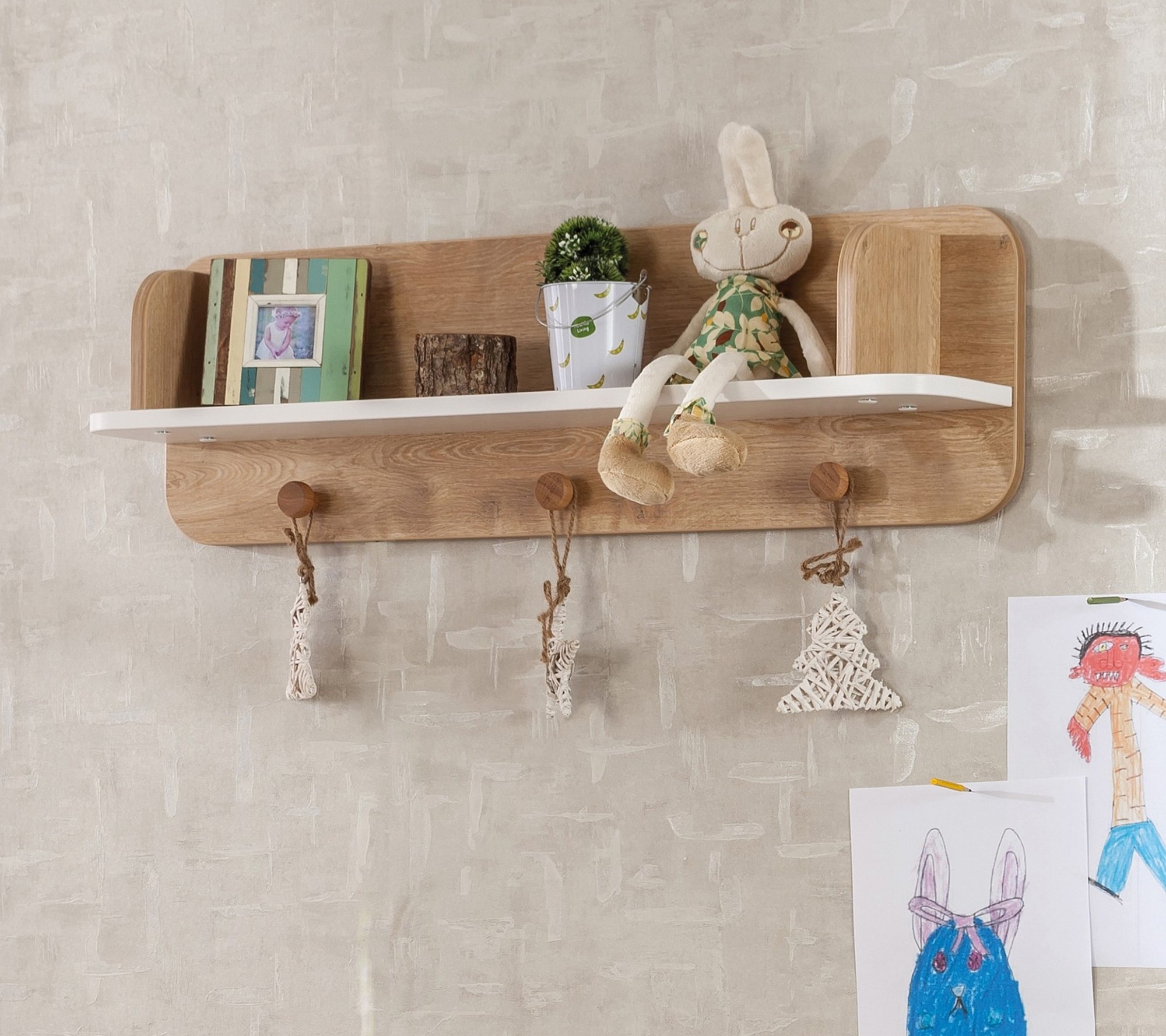 Полка с крючками детская Natura Baby CILEK NATURA BABY 00-3832491 Бежевый Santreyd  - Вид №1