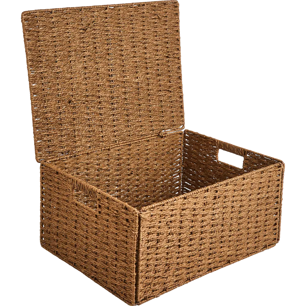 Корзина с крышкой для хранения 45x21x33 см бумага цвет коричневый 89344345 STLM-2003506 SPACEO Kub - Вид №6