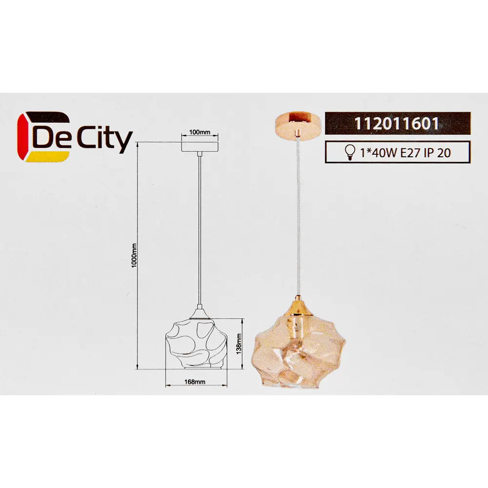 Светильник подвесной De City Соло 40 Вт E27 220 В золото/золотистый 88038457 STLM-2002940  - Вид №10