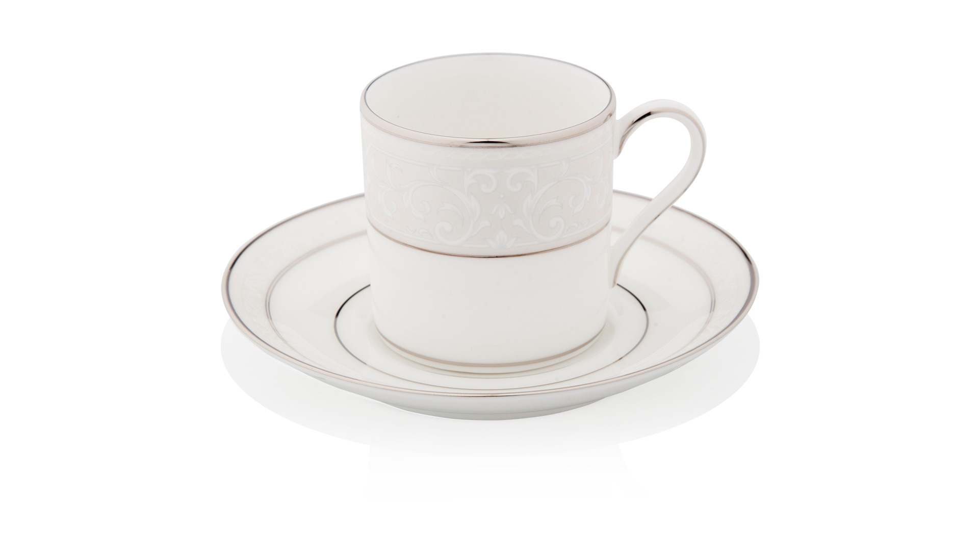10665450 Noritake Набор из 2 чашек кофейных с блюдцами Noritake "Монтвейл, платиновый кант" 90мл Фарфор костяной  - Вид №2
