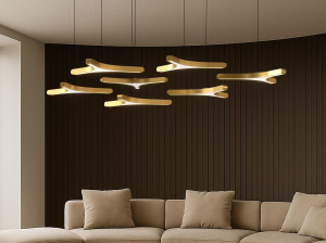 Подвесной светильник из алюминия и кованого стекла