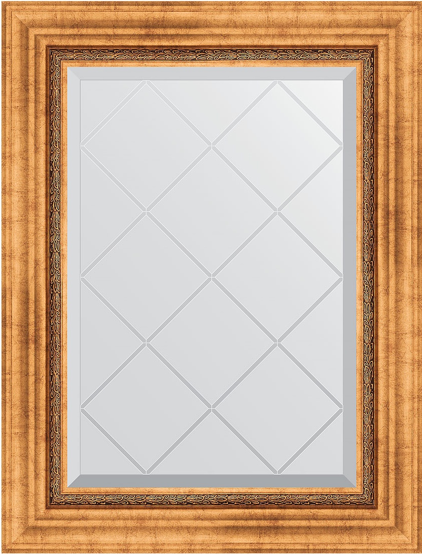 BY 4017 Зеркало с гравировкой в багетной раме - римское золото 88 mm EVOFORM Exclusive-G