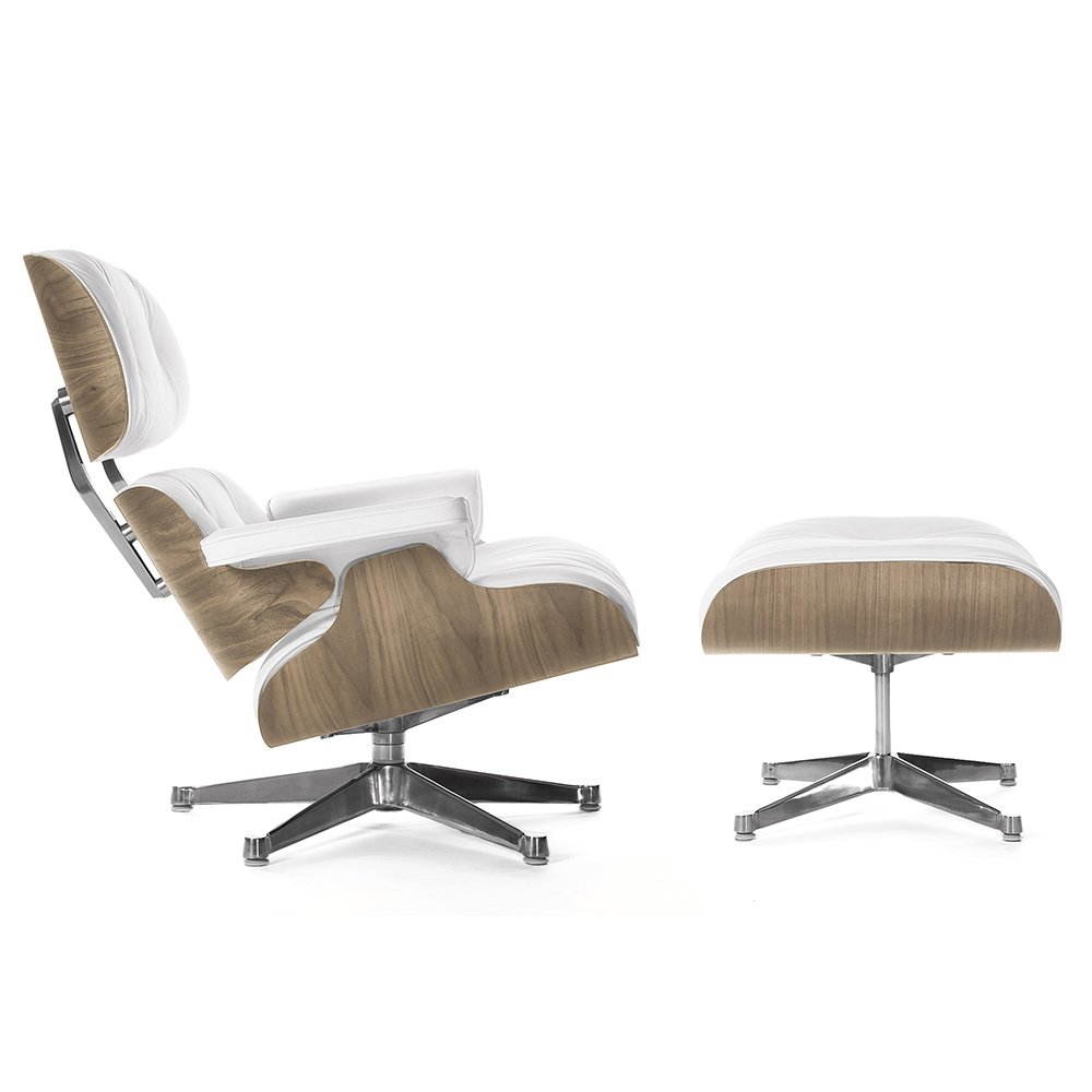 Кресло Eames Style Lounge Chair & Ottoman белое SOHO DESIGN ДИЗАЙНЕРСКИЕ, LOUNGE CHAIR 131495 Белый  - Вид №1