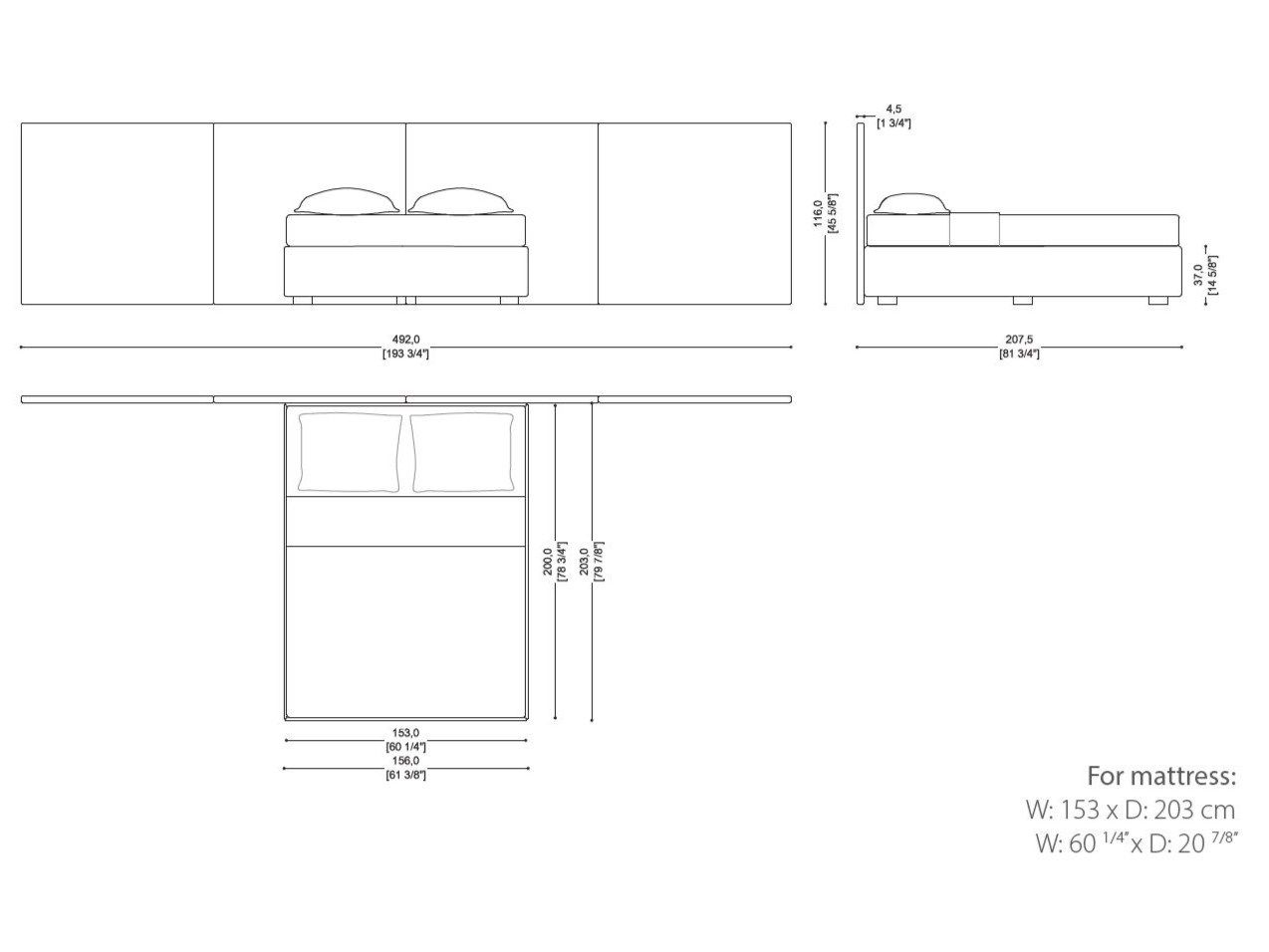 Тканевая кровать с мягким изголовьем Sicis Seneca ARCH-00102283 - Вид №3