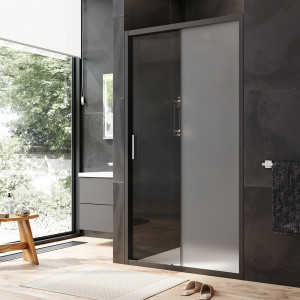 W90G-110-1-195BM Solo Дверь душевая 110х195 стекло матовое профиль черный матовый AM.PM Gem