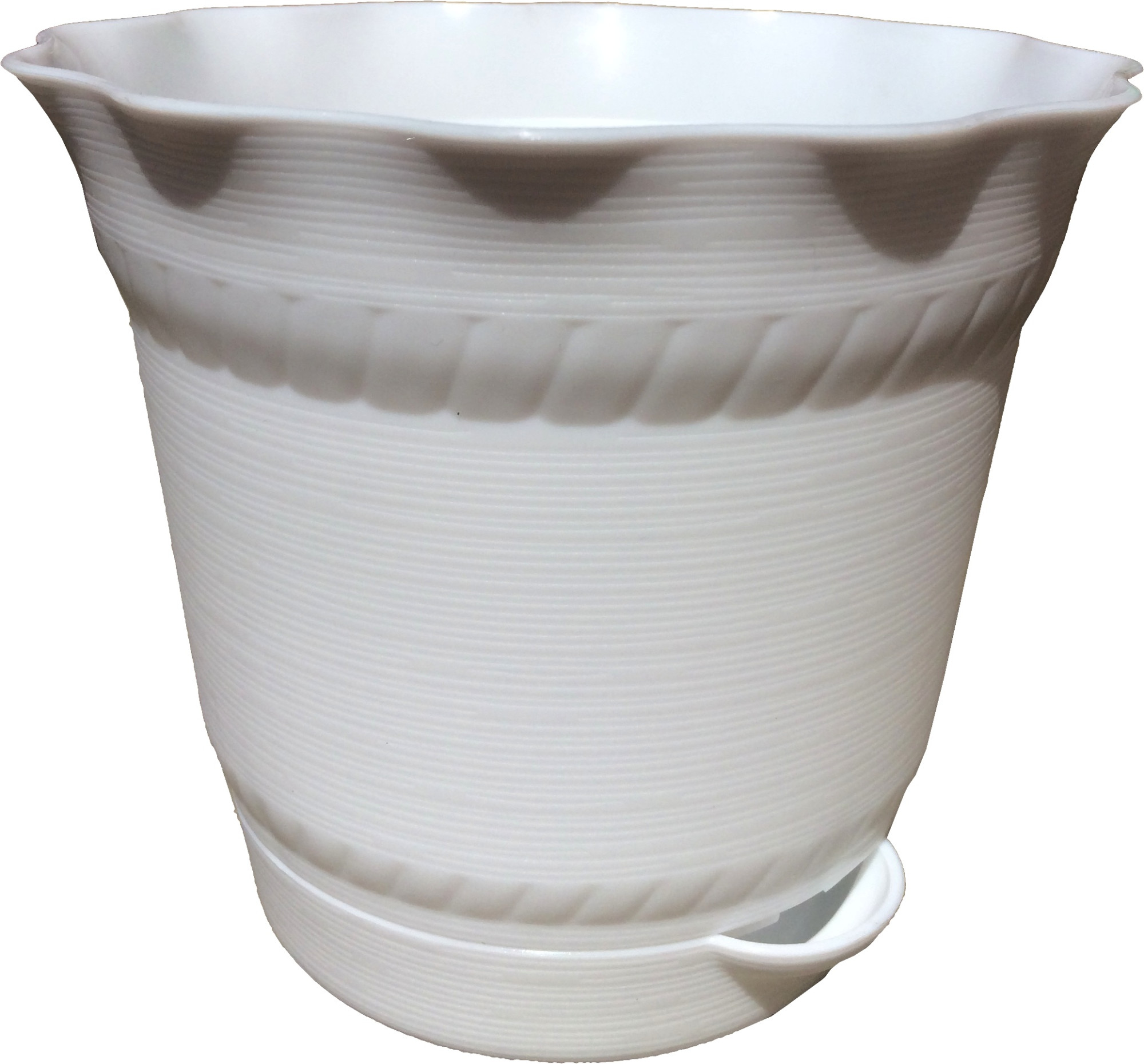 901-4 Горшок д/цветов с поддоном Aquarelle D=11,7 0.5 Л. Белый Цветочная коллекция 