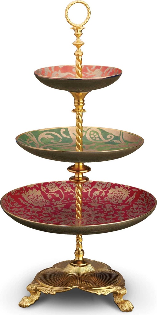 10580529 L’Objet Блюдо трехъярусное 28х51см "Венеция" (позолота) Фарфор 