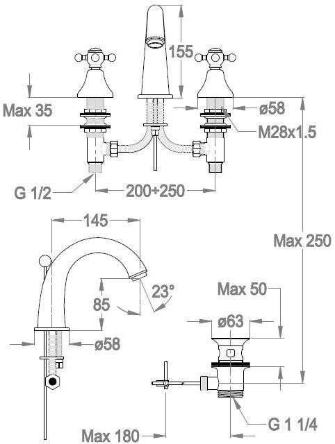 Fir Italia Смеситель для раковины на 3 отверстия The outfit 2212235_2 - Вид №2