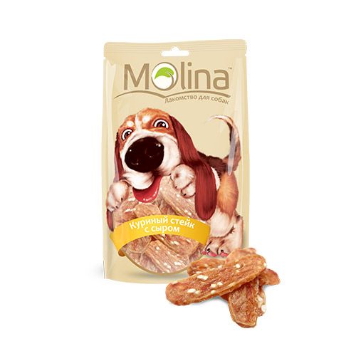 ПР0039833 Лакомство для собак Куриный стейк с сыром 80г Molina 