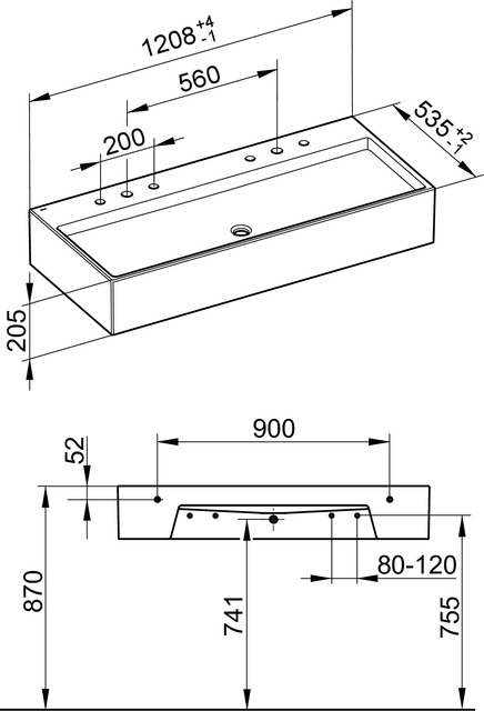 39081311206 Двойной умывальник из минерального литья KEUCO Edition 90 - Вид №3