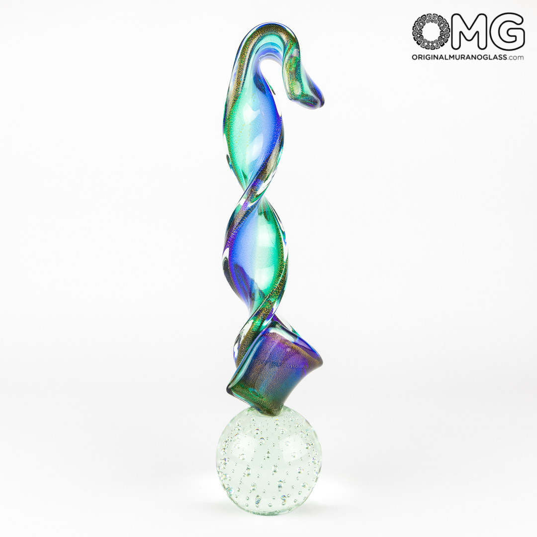 3607 ORIGINALMURANOGLASS Скульптура Синяя лента - муранское стекло 9 см  - Вид №1