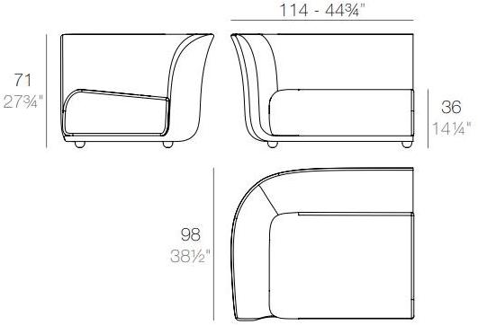 VONDOM Садовый диван из модульной ткани Suave sun-id-1385905 - Вид №15