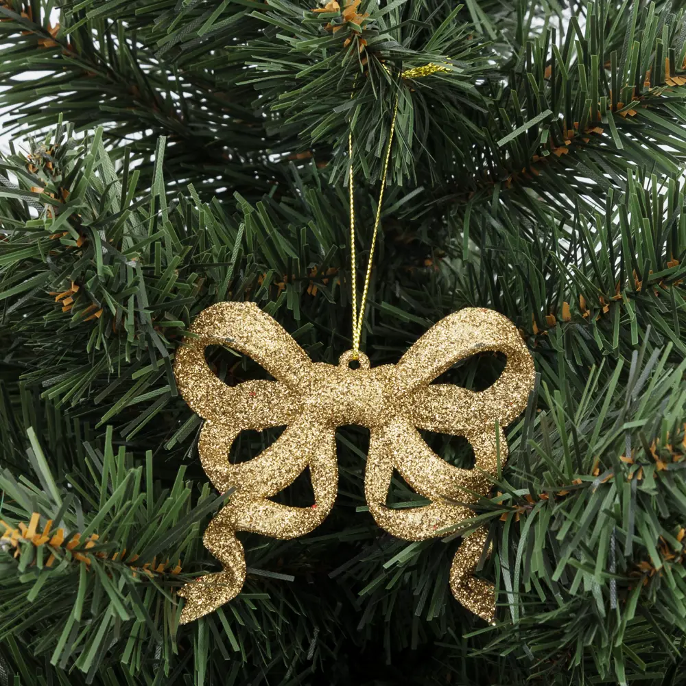 85156540 Елочная игрушка «Бантик» 9 см глиттер золотой STLM-0966770 Santreyd 