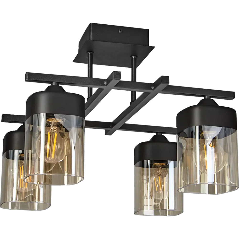 Люстра потолочная Vitaluce ТРИКА 4 лампы 12м² Е27 цвет черный матовый STLM-2056577 - Вид №2