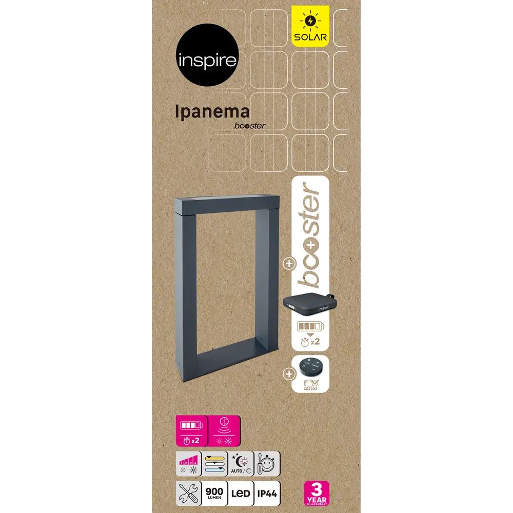 Столб уличный светодиодный Inspire Ipanema на солнечной батарее 60 см цвет серый 84693038 STLM-2119605  - Вид №14