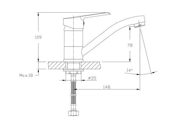 Смеситель для умывальника Rush Victoria VI7135-26 с укороч. поворотным изливом, хром 115221 - Вид №1