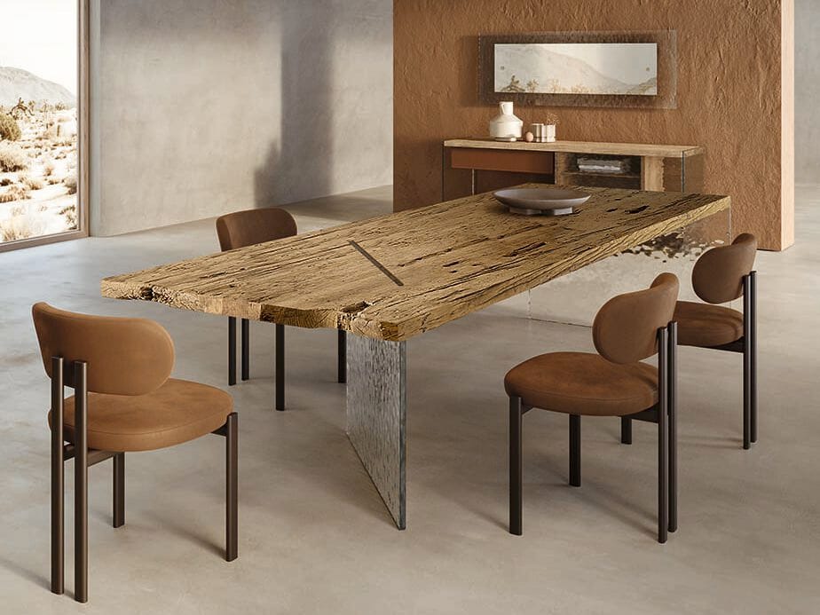 Обеденный стол из дерева и стекла Naturedesign Origin ARCH-00017945