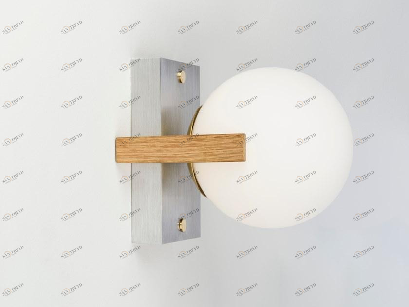 Pascal & Philippe Настенный светильник из опалового стекла и основание из алюминия и дерева Juliette sun-id-1457910