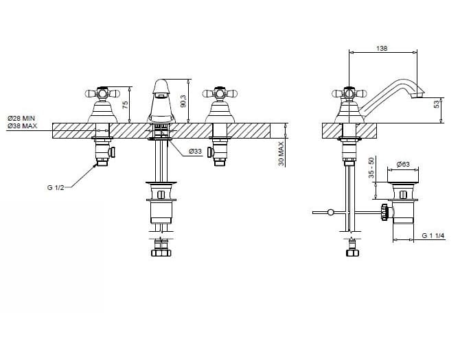 Смеситель для раковины из хромированной латуни Bugnatese Old ' 800 ARCH-00113093 - Вид №2