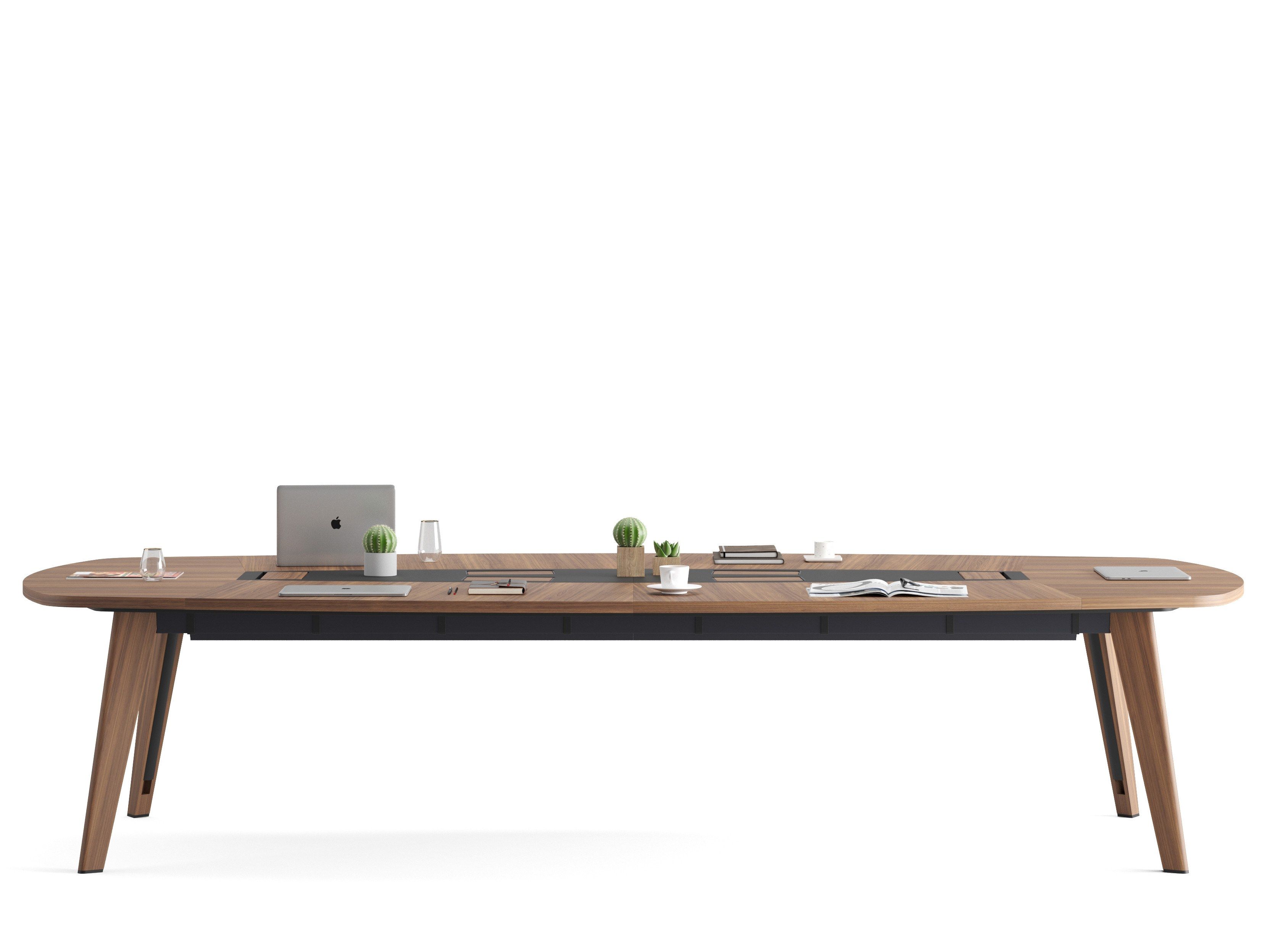 Овальный стол для совещаний из шпона с системой люверсов Ersa ARCH-00041207